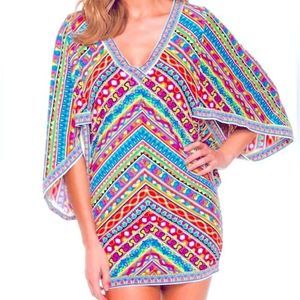 Trina Turk Peruvian Stripe Kimono Swimsuit Cover-Up Dress Women's Size S‎